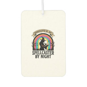 Bookkeeper Witch Retro Halloween Accounting Design Car Air Freshener