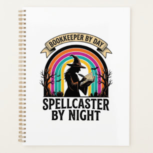 Bookkeeper Witch Retro Halloween Accounting Design Planner
