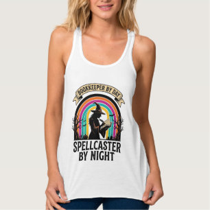 Bookkeeper Witch Retro Halloween Accounting Design Singlet