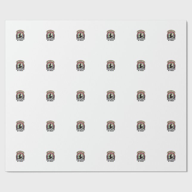 Bookkeeper Witch Retro Halloween Accounting Design Wrapping Paper (Flat)