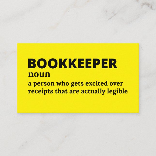 Bookkeeping Expert - Sarcastic Definition Business Card (Front)