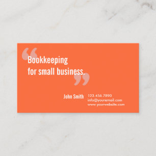 Bookkeeping Service Minimal Orange Business Card
