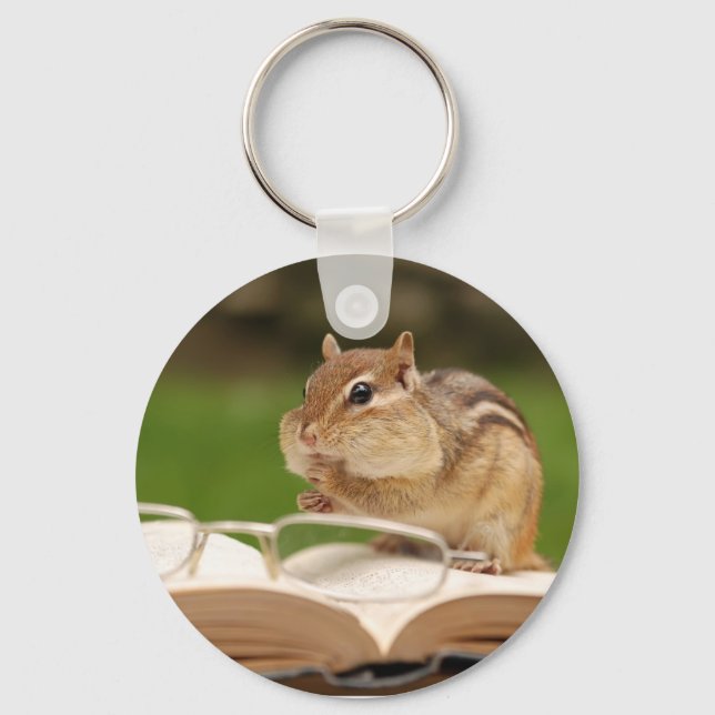 Booklover Chipmunk Keychain (Front)