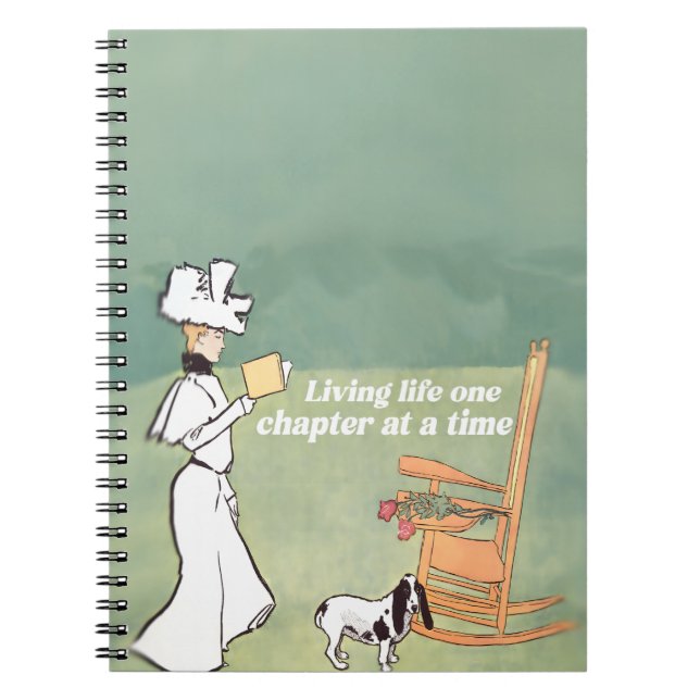 Booklover Woman And Dog Reading Notebook (Front)