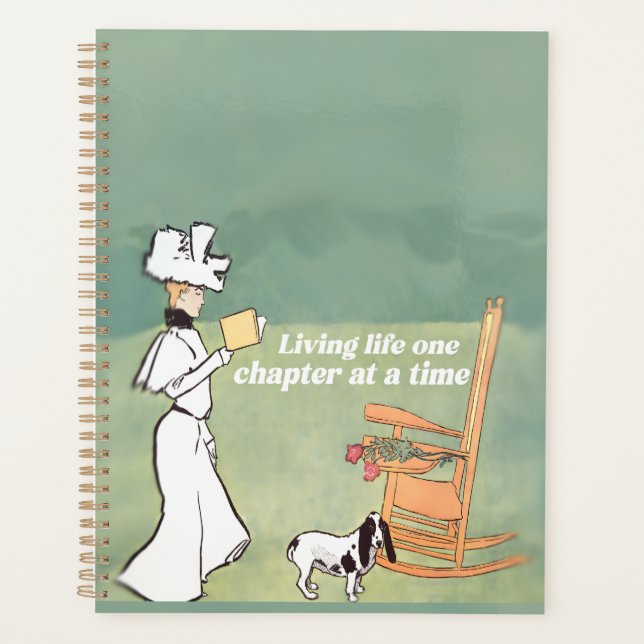 Booklover Woman And Dog Reading Planner (Front)