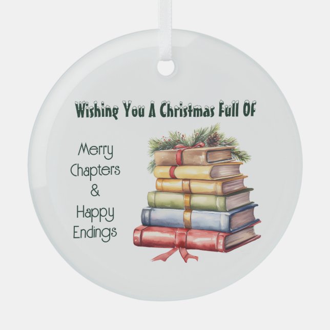 Booklovers  glass tree decoration (Front)
