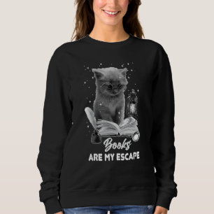 Bookmark Books Are My Escape Cat Reading A Book Lo Sweatshirt