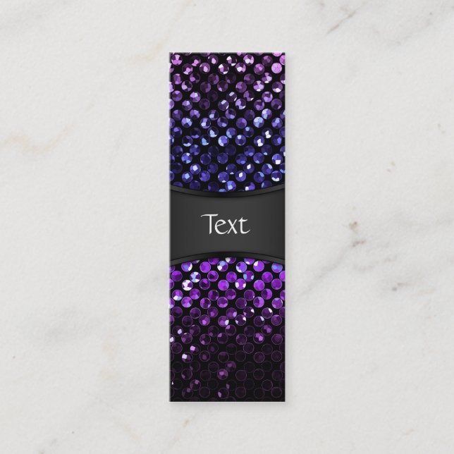 Bookmark Business Card Purple Crystal Bling Strass (Front)