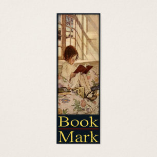 Bookmark Card with Sweet Little Girl Reading