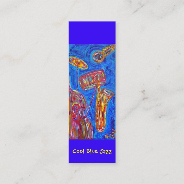 Bookmark - Cool Blue Jazz Mini Business Card (Front)