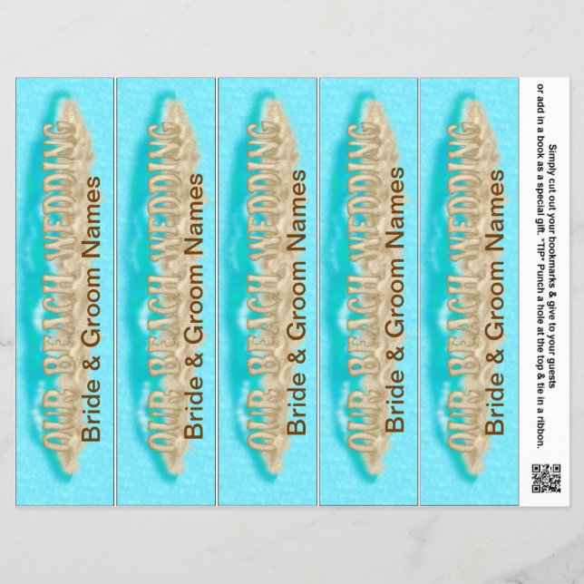 Bookmark Favours for Beach Wedding Party Favours Flyer (Front)