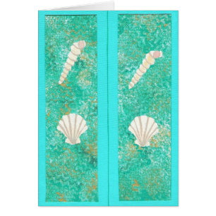 Bookmark Seashells on green card