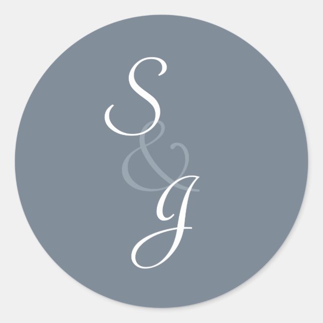 Bookmarked Wedding Envelope Seal-slate blue Classic Round Sticker (Front)