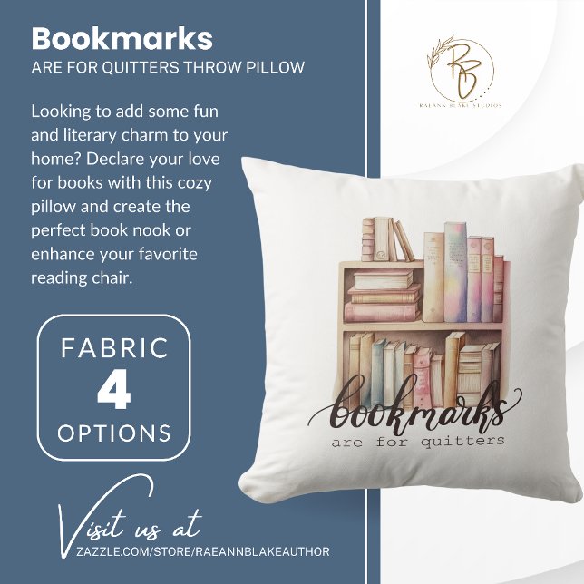 Bookmarks Are for Quitters Throw Pillow (Creator Uploaded)