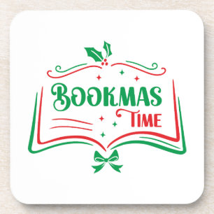 Bookmas Time Reading Book Lover Holiday Print Appa Coaster