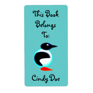 Bookplate Book Label Fun Penguin Bird Neon Cute