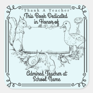 Bookplate Dedication "Thank A Teacher" Square Sticker