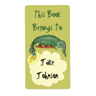 Bookplate Dragon Breathes Name Book Label Belongs