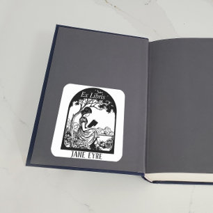 Bookplate - Girl Reading Under Tree Square Sticker