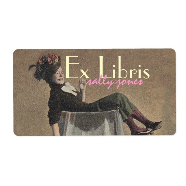 Bookplate Labels Cute Funny Lady Vintage Ex Libris (Front)