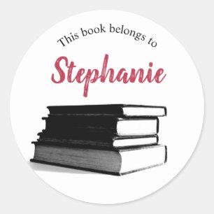 Bookplate Personalised This book belongs to Classic Round Sticker