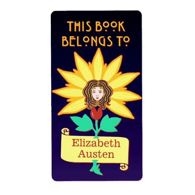 Bookplate This Book Belongs to Art Nouveau Flower (Front)