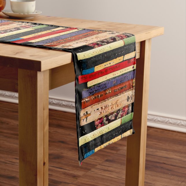Books Abstract Short Table Runner (In Situ)