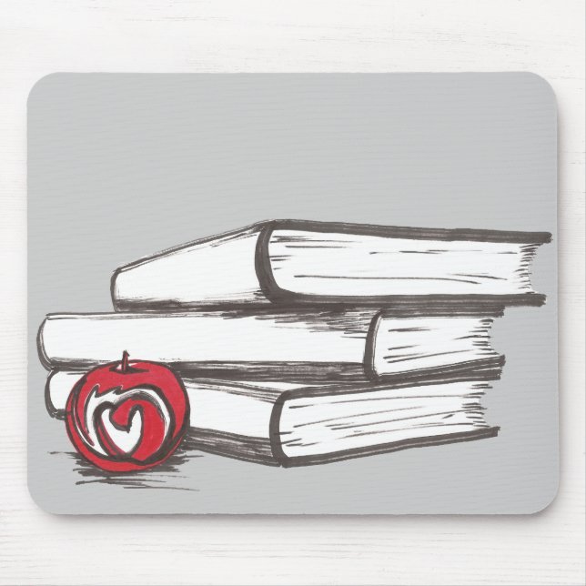 Books + An Apple | Customisable Mouse Pad (Front)
