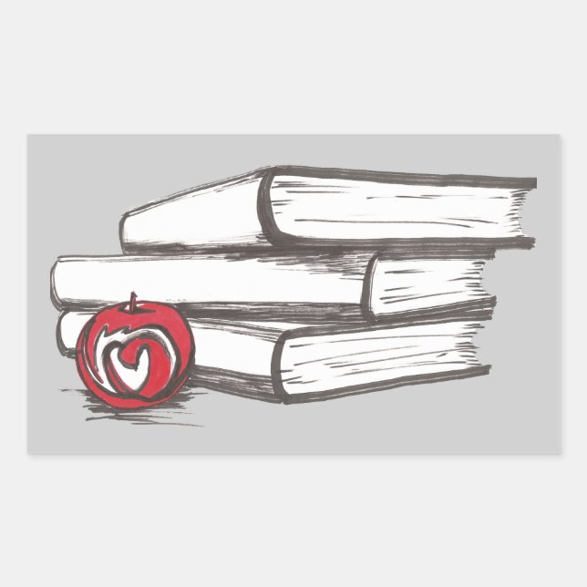 Books + An Apple | Customisable Rectangular Sticker (Front)