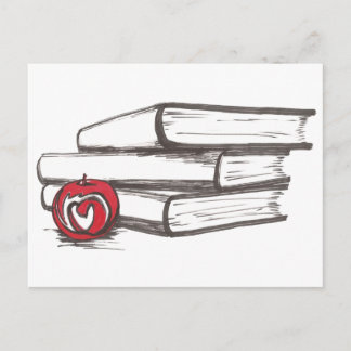 Books + An Apple | Postcard | Customisable