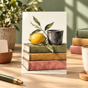 Books and a Lemon Art Print