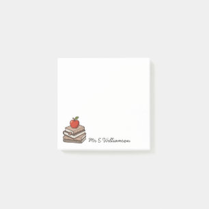 Books and Apple Personalised Teacher Appreciation Post-it Notes