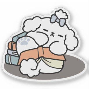 Books and Barks – Cute Sleepy Dog Reading Design