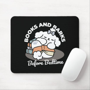 Books and Barks – Cute Sleepy Dog Reading Design Mouse Pad