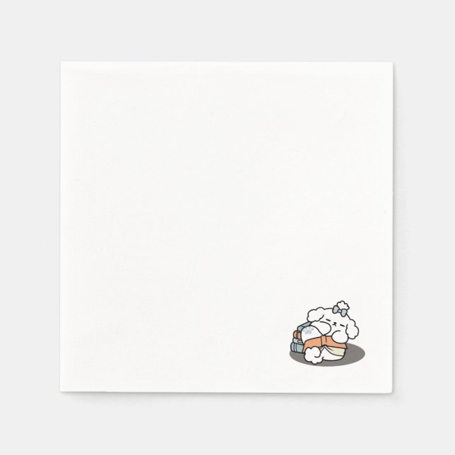 Books and Barks – Cute Sleepy Dog Reading Design Napkin (Front)