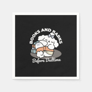 Books and Barks – Cute Sleepy Dog Reading Design Napkin
