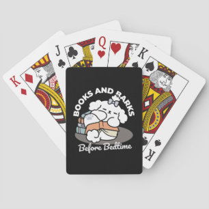 Books and Barks – Cute Sleepy Dog Reading Design Playing Cards