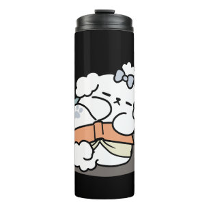 Books and Barks – Cute Sleepy Dog Reading Design Thermal Tumbler