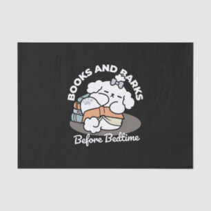 Books and Barks – Cute Sleepy Dog Reading Design Tissue Paper
