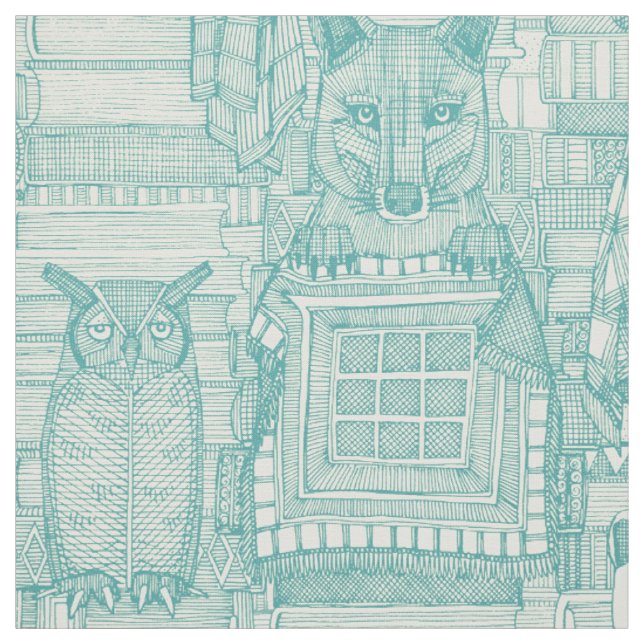 books and blankies teal pearl fabric (Swatch)