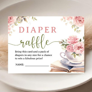 Books and Brunch Baby Shower Girl Pink Floral Enclosure Card