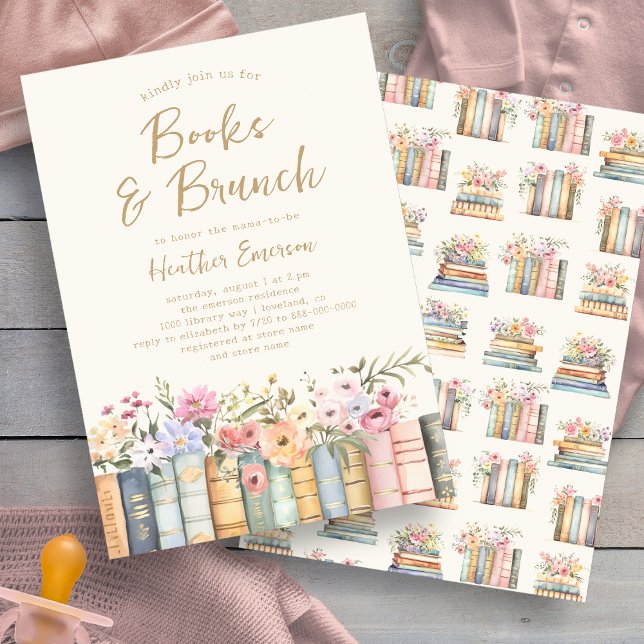 Books and Brunch Baby Shower Invitation (Books and Brunch Baby Shower Invitation By Painted Paperie)
