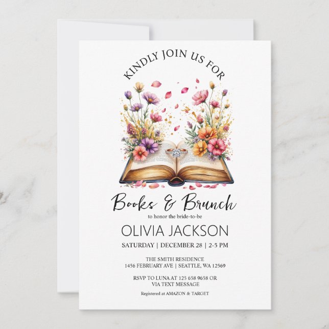 Books and Brunch  Bridal Shower Invitation (Front)