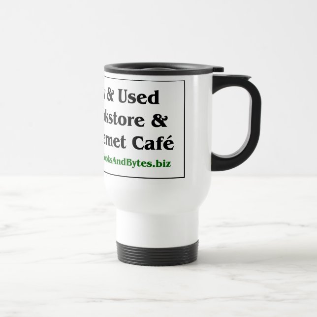 Books and Bytes travel mug, white Mug (Right)