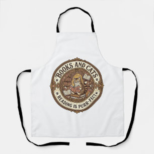Books And Cats Cat Books Reading Vintage Vector Ar Apron
