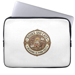 Books And Cats Cat Books Reading Vintage Vector Ar Laptop Sleeve
