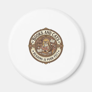 Books And Cats Cat Books Reading Vintage Vector Ar Magnet