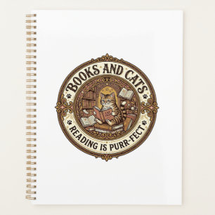 Books And Cats Cat Books Reading Vintage Vector Ar Planner
