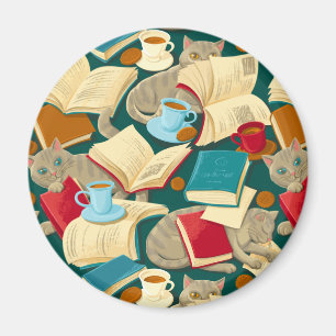 Books and cats magnet