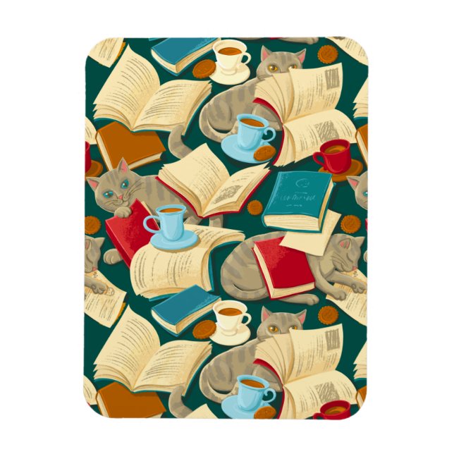 Books and cats magnet (Vertical)